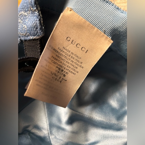 Gucci Canvas GG Monogram Rush Baseball Hat M Blue Silver worn 2x. Excellent - Picture 10 of 11